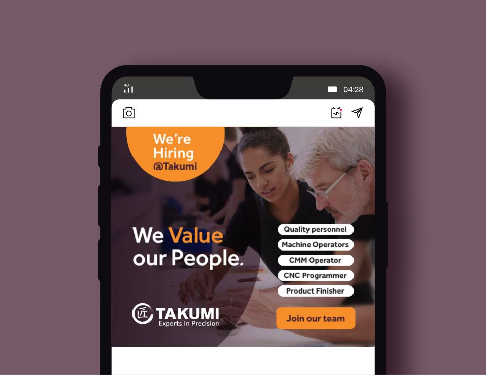 Takumi website on mobile